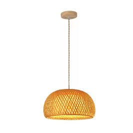 Pendente LED GMH Sumatra E27 45cm Madeira e Fibra de Bambu