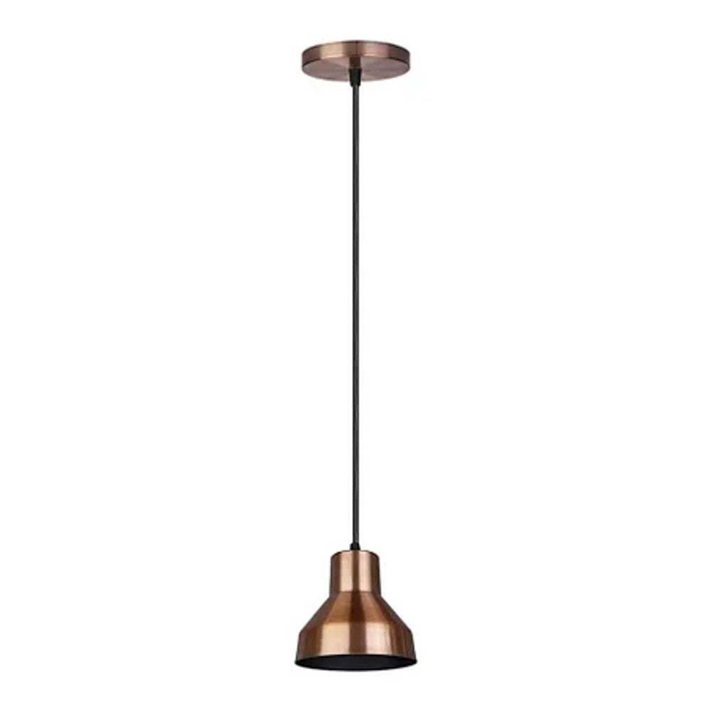 Pendente Plano PD130 28cm E27 Cobre e Preto Nacional Iluminação