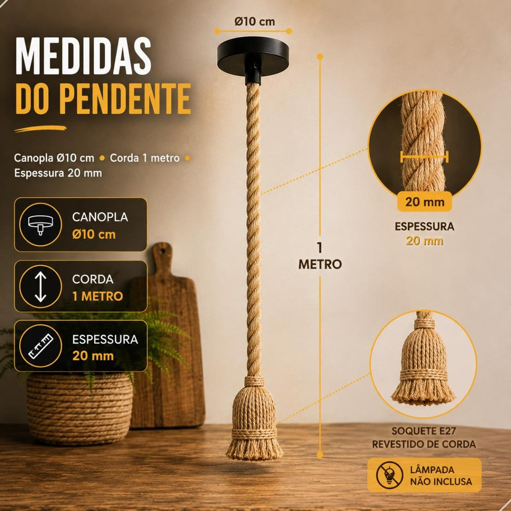 Pendente Technoline KL01ND Kailua E27 Sisal