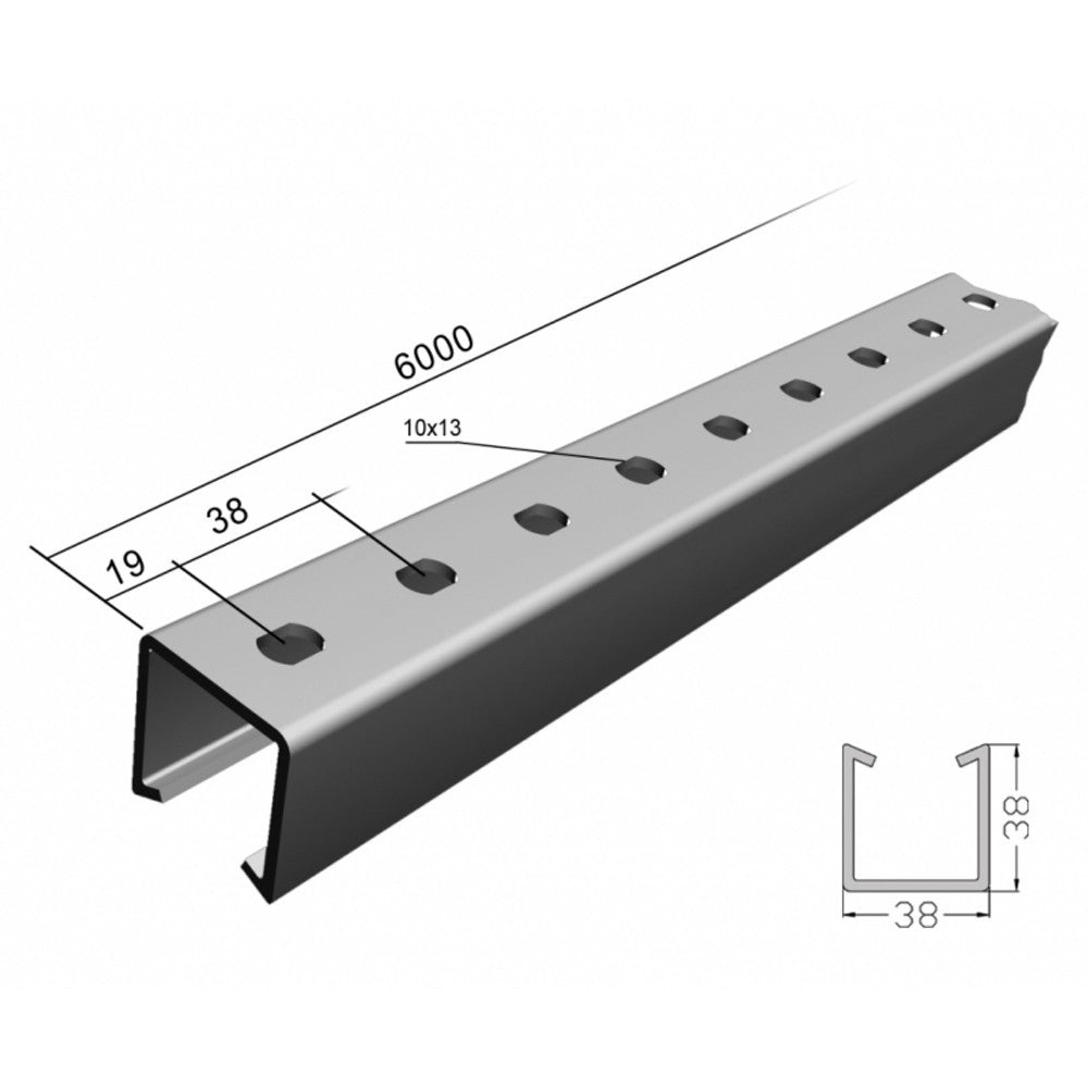 Perfilado Perfurado 19x38x6 metros Chapa 24 Aço Galvanizado