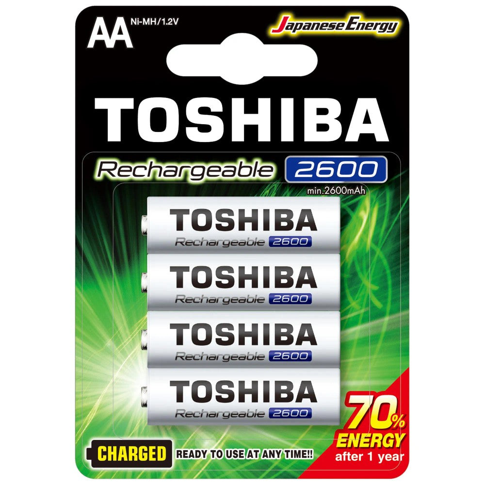 Pilha Recarregável AA 1,2V 2600mAh com 4 Peças Toshiba