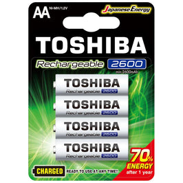 Pilha Recarregável AA 1,2V 2600mAh com 4 Peças Toshiba