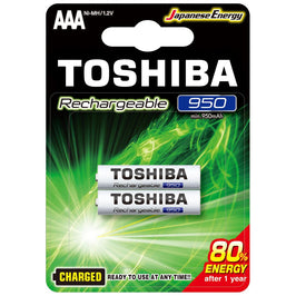 Pilha Recarregável AAA 1,2V 950mAh com 2 unidades Toshiba