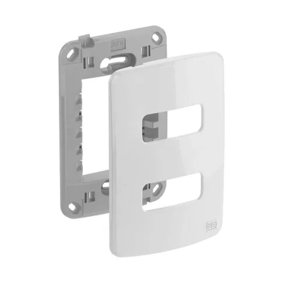 Placa 2x4 2 Postos Separados Branco com Suporte Composé WEG