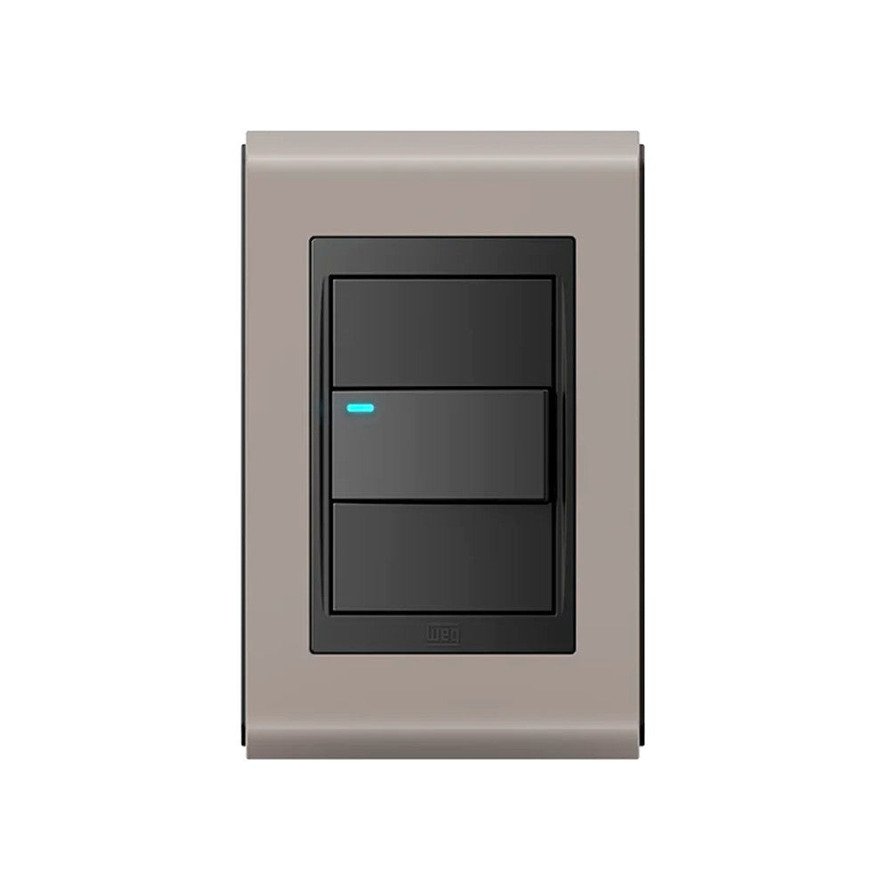 Placa 2x4 3 Postos Preto Argila Style WEG