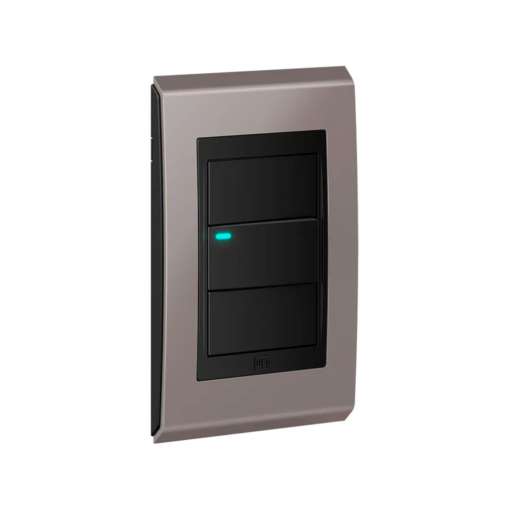 Placa 2x4 3 Postos Preto Champanhe Concept WEG