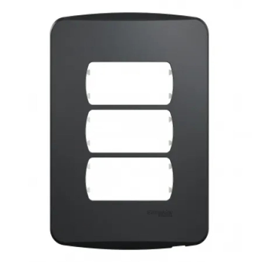 Placa 2x4 3 Postos com Suporte Preto Miluz Schneider 77134