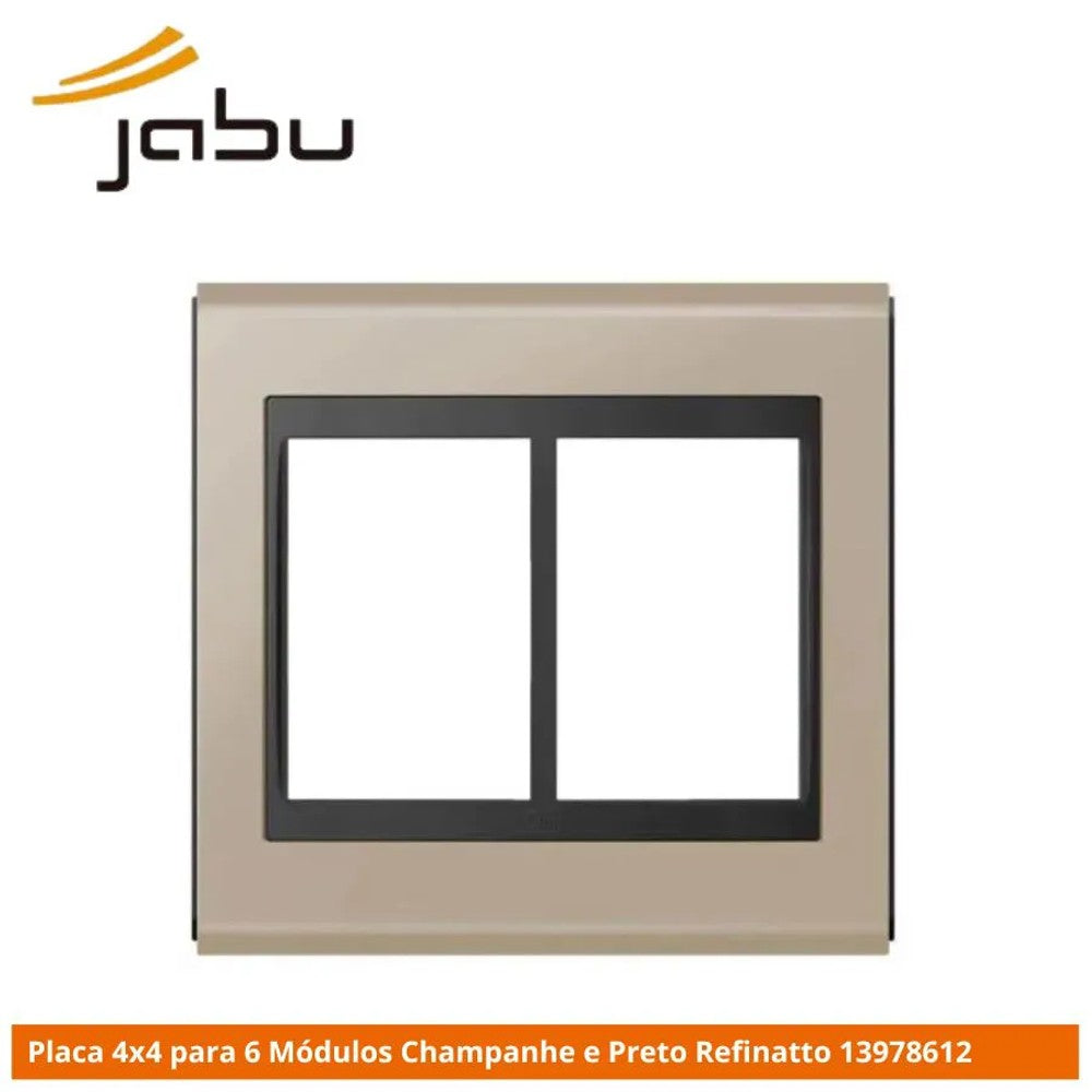 Placa 4x4 6 Postos Preto Champanhe Concept WEG