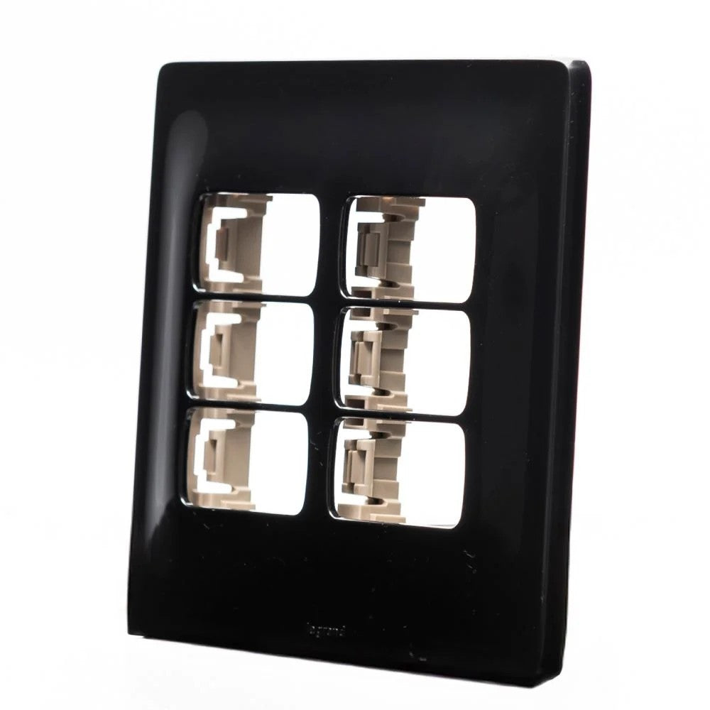 Placa 4x4 6 Postos Separada Preta 680177PT Zeffia Legrand