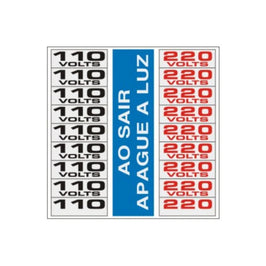 Placa Sinalização Etiqueta Voltagem 110/220V 15x15 Alumínio 120Ah