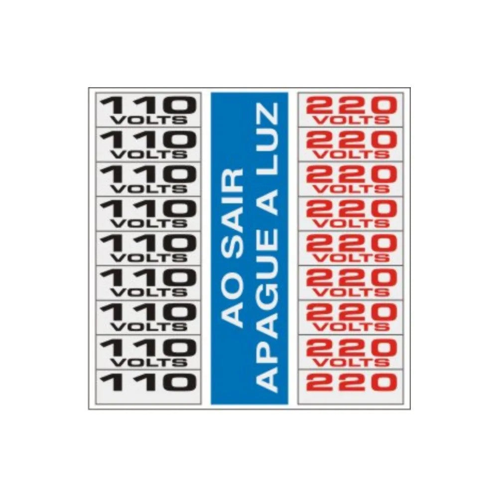 Placa Sinalização Etiqueta Voltagem 110/220V 15x15 Alumínio 120Ah