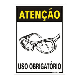 Placa Sinalização Obrigatório Uso Óculos 20x30 250 Unidades Poliestireno