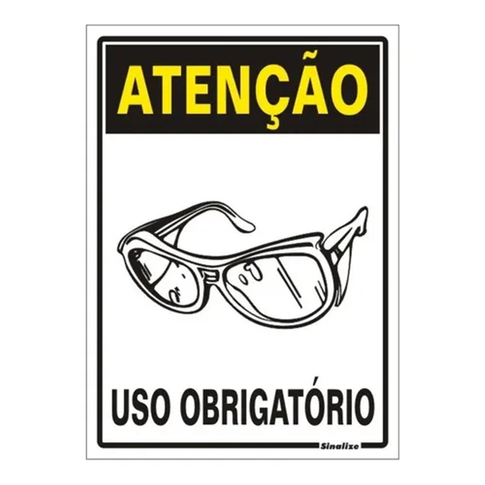 Placa Sinalização Obrigatório Uso Óculos 20x30 250 Unidades Poliestireno