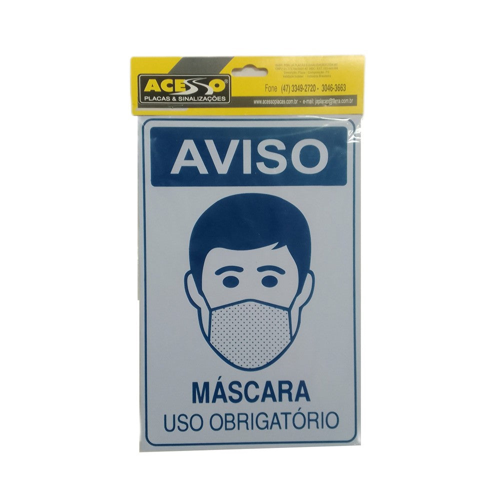 Placa Sinalização Obrigatório Uso Máscara 20x30 250 Argila Poliestireno