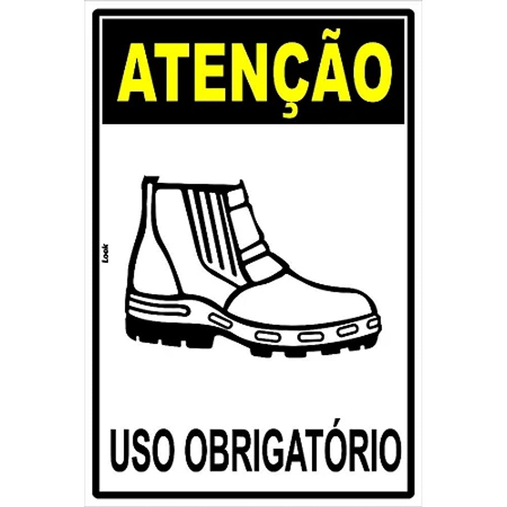 Placa Sinalização Obrigatório Uso de Botas 20x30cm Poliestireno