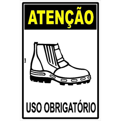 Placa Sinalização Obrigatório Uso de Botas 20x30cm Poliestireno