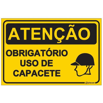 Placa Sinalização Obrigatório Uso de Capacete 250mm Poliestireno