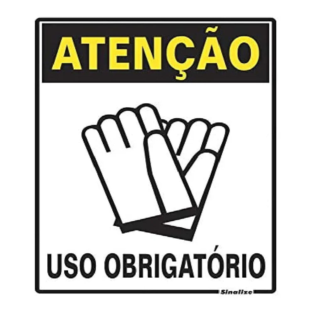 Placa Sinalização Obrigatório Uso de Luva 20x30 Poliestireno
