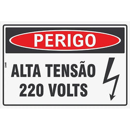 Placa Sinalização Perigo Alta Tensão 15x20 cm 220V Poliestireno