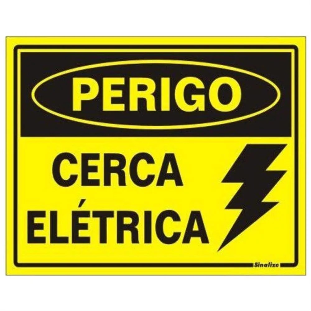 Placa Sinalização Perigo Cerca Elétrica 15x20 220BS Poliestireno