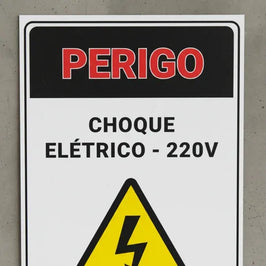 Placa Sinalização Perigo Risco de Choque Elétrico 15x20 220V Poliestireno