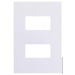 Placa com Suporte 2 Módulos Branco Blux Recta