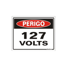 Placa de Sinalização Perigo 127 Volts 15x20 Poliestireno
