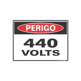 Placa de Sinalização Perigo 440 Volts 15x20 Poliestireno