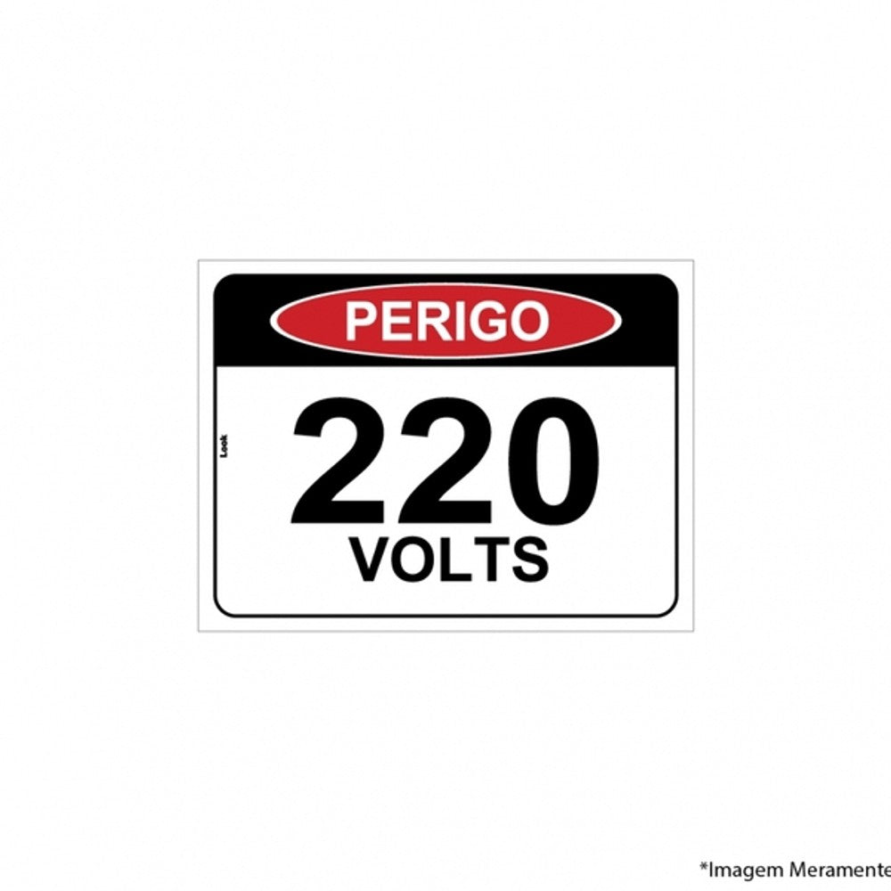 Placa de Sinalização Perigo Eletricidade 220V 15x20 cm Poliestireno