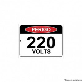 Placa de Sinalização Perigo Eletricidade 220V 15x20 cm Poliestireno