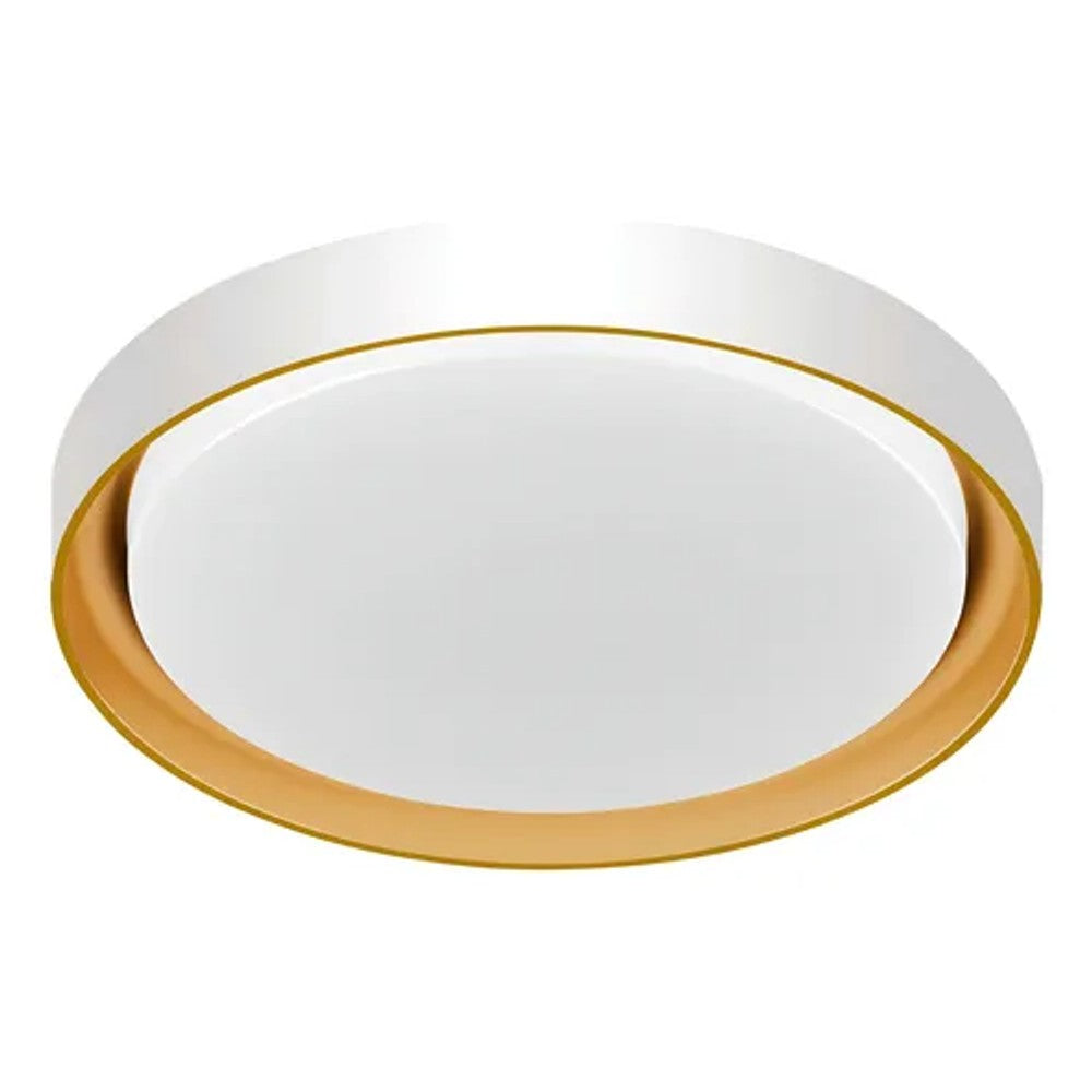 Plafon LED Hevvy Redondo 30W 3 Temperaturas 41 cm Siena Branco e Dourado