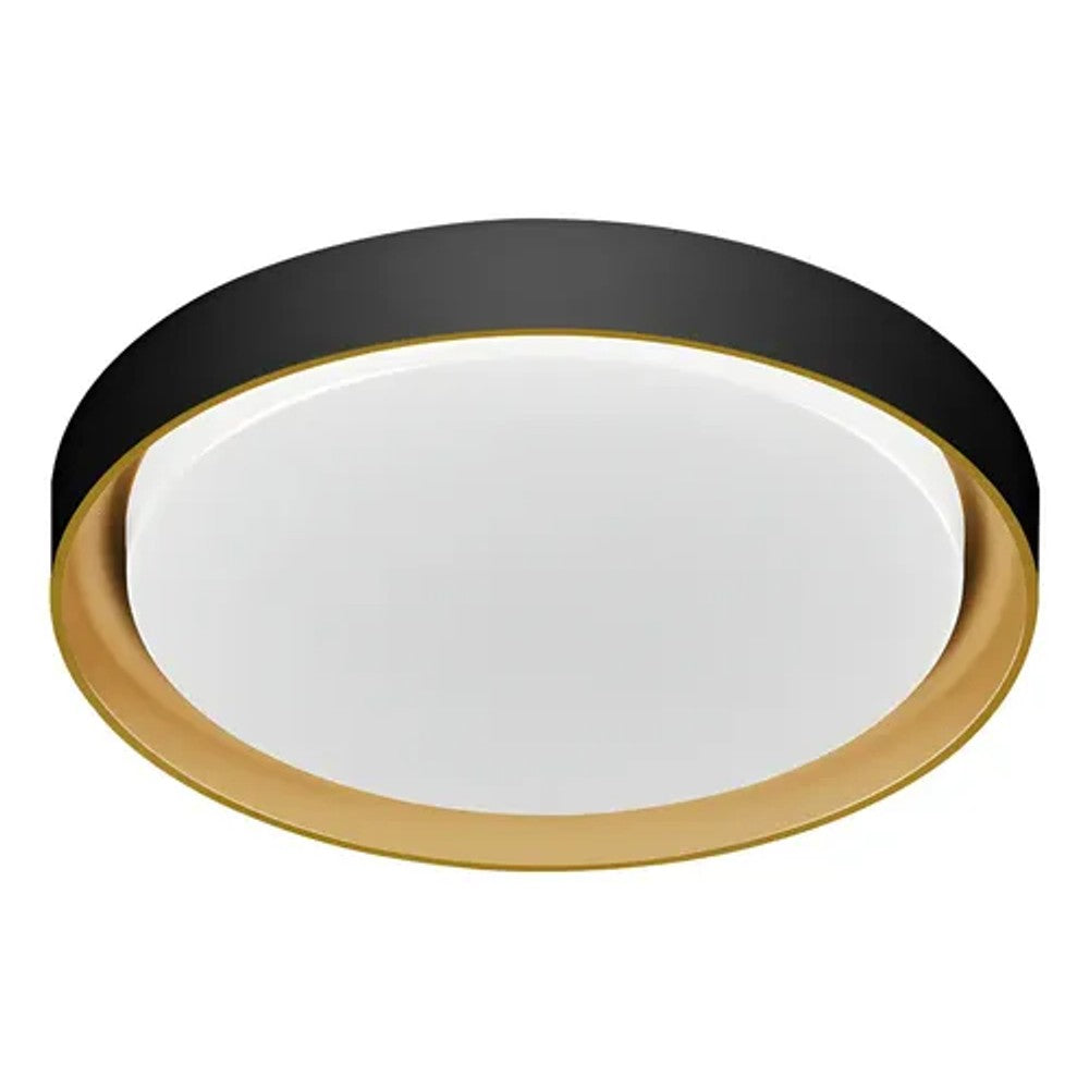 Plafon LED Hevvy Redondo 30W 3 Temperaturas 41cm Siena Preto e Dourado