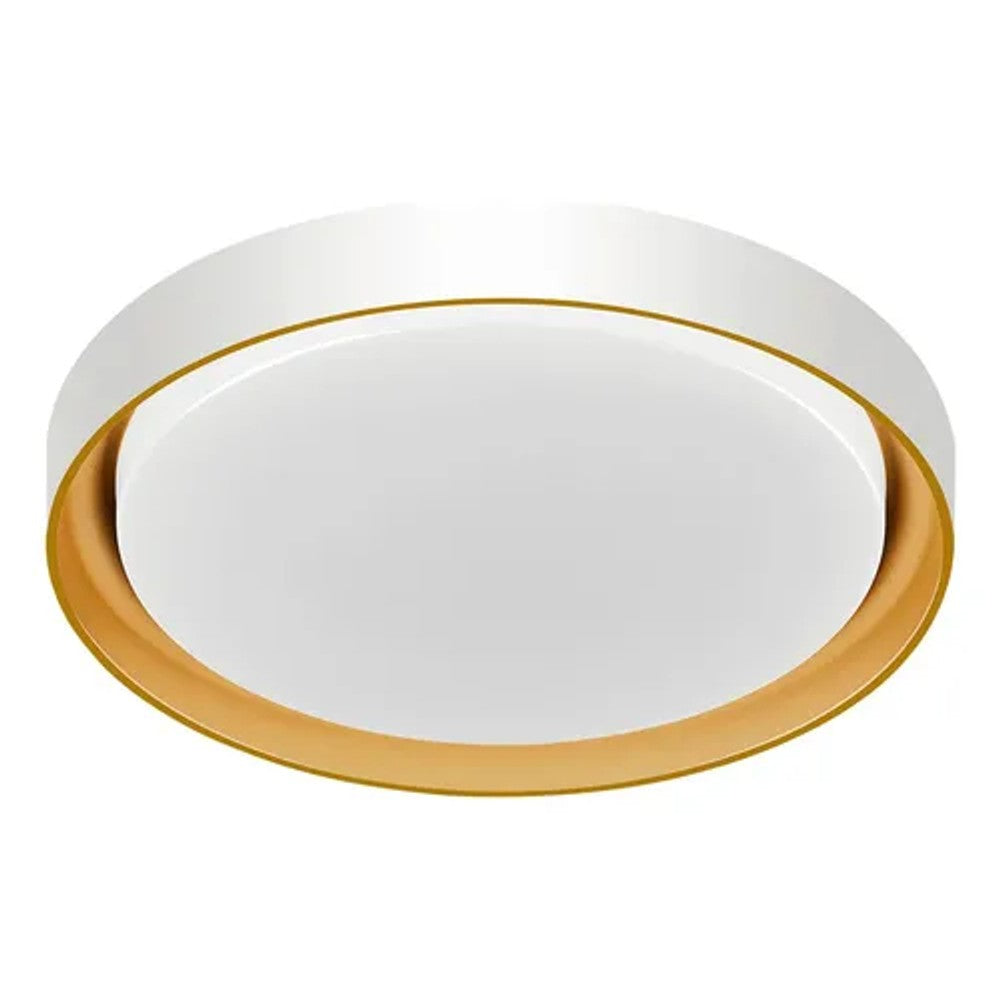 Plafon LED Hevvy Redondo 48W 3 Temperaturas 51cm Siena Branco e Dourado