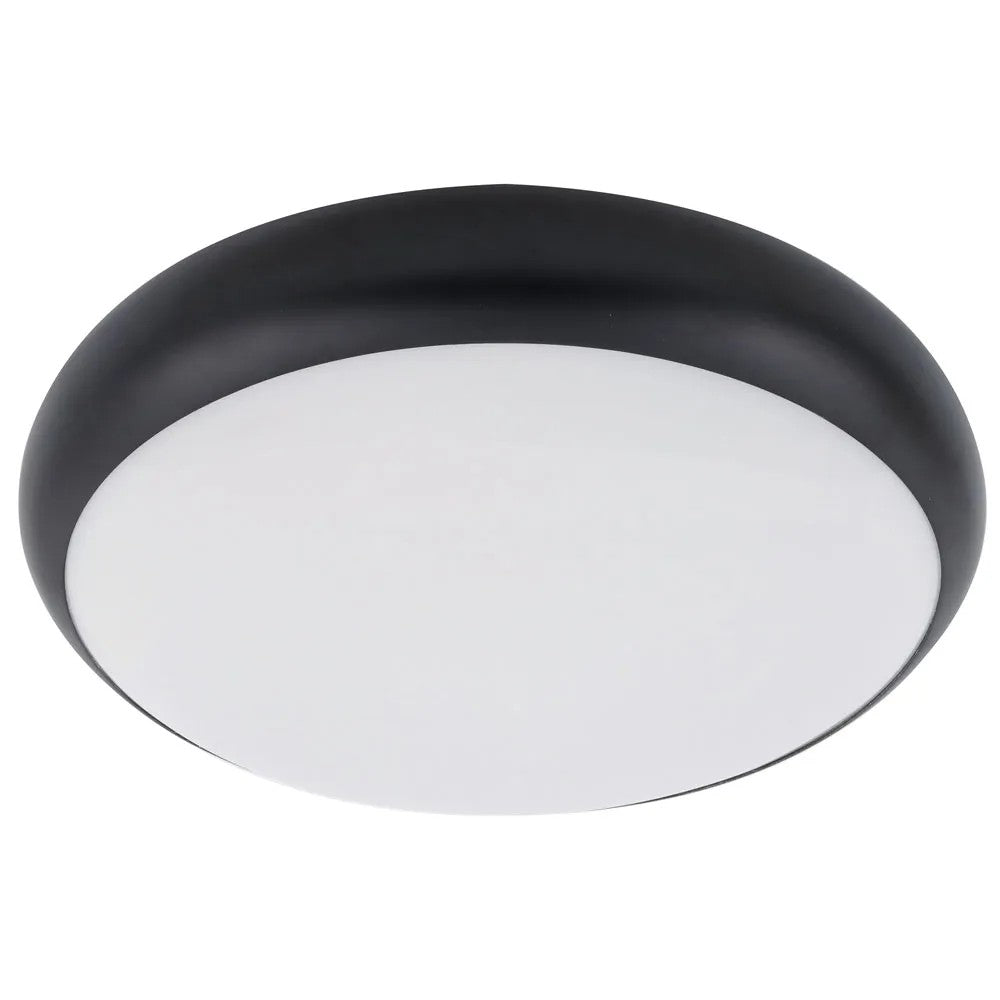 Plafon Plano PL141 Redondo Preto e Branco 1 E27 28cm Nacional Iluminação