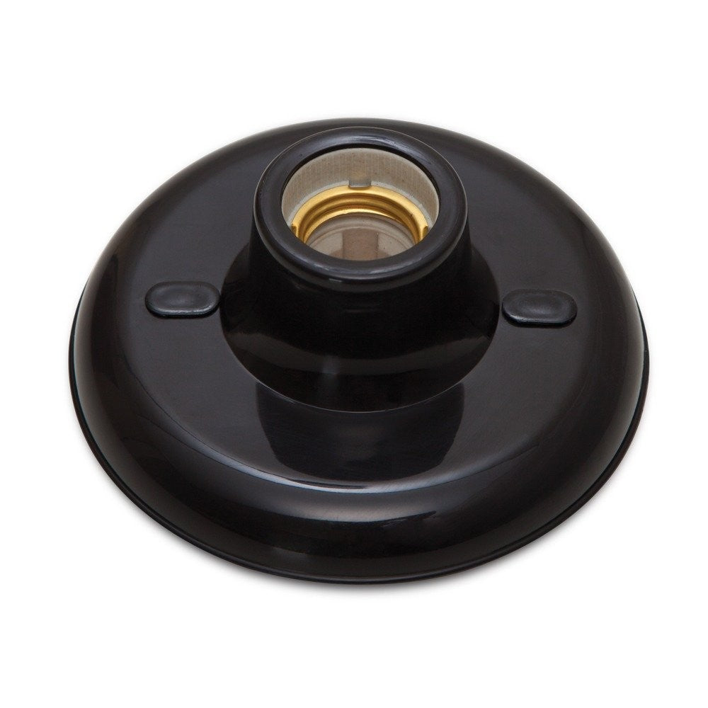 Plafon Teto E-27 Preto Receptáculo Porcelana Lalux