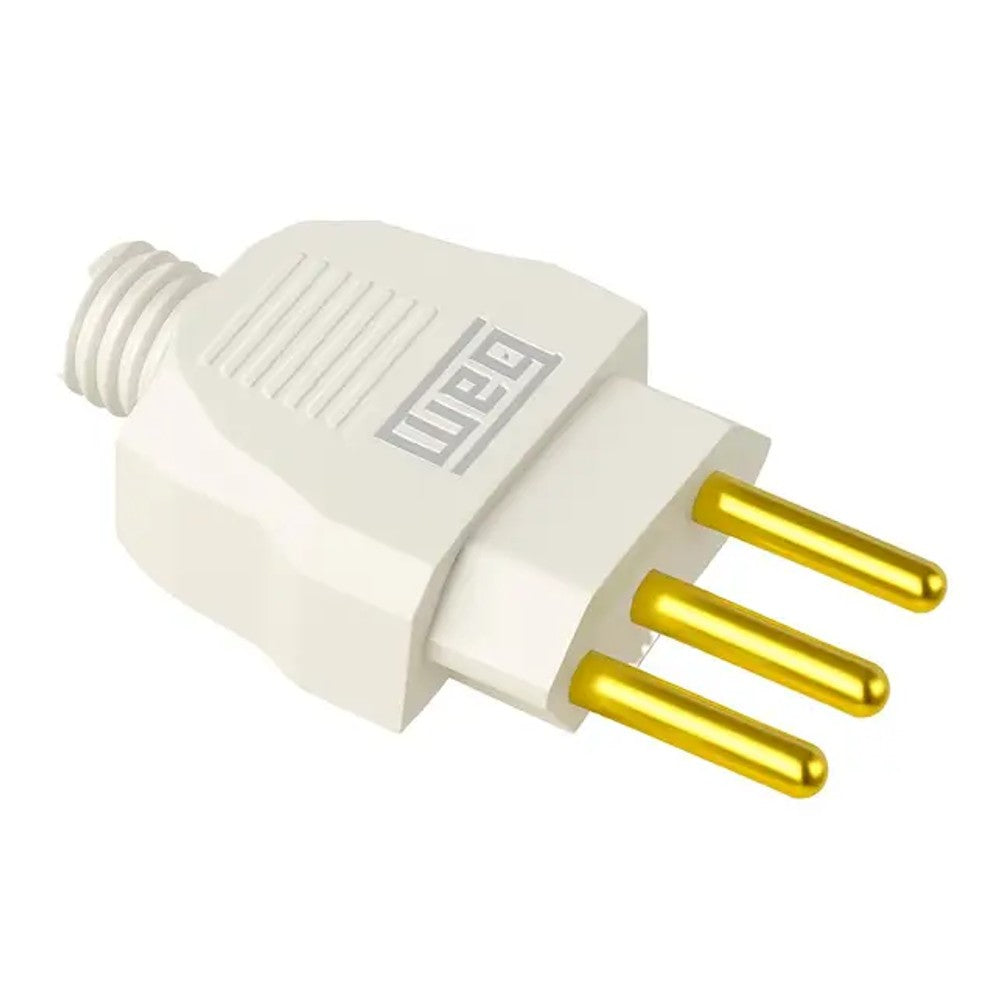Plug Macho 2 Polos 20A 180 Graus 250V Branco 609 WEG