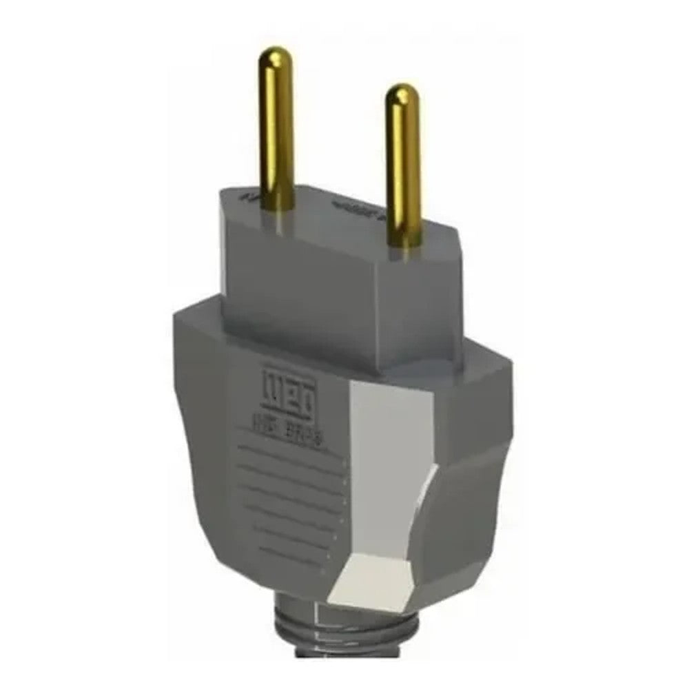Plug Macho 2P 10A 180º 250V Cinza 607 WEG