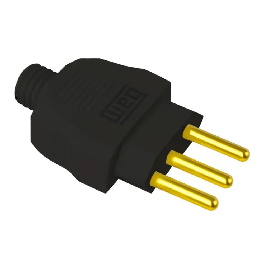 Plug Macho 2P T 20A 90º 250V Preto 753 WEG