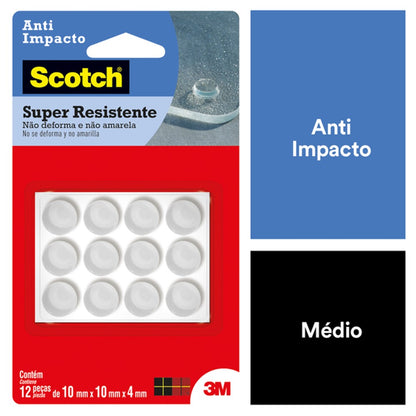Protetor Anti-impacto Redondo Médio Transparente com 12 Peças 3M