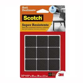 Protetor Antideslizante Quadrado Grande Preto com 9 Peças 3M
