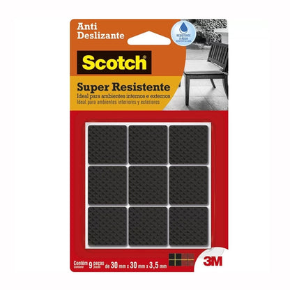 Protetor Antideslizante Quadrado Grande Preto com 9 Peças 3M