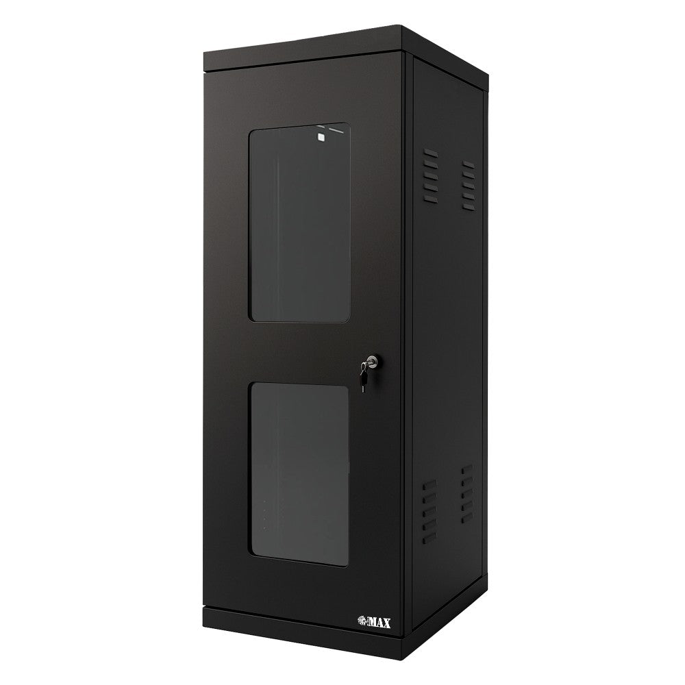 Rack de Piso 24U x 570mm Padrão 19 Polegadas com Porta de Acrílico MAXMETAL
