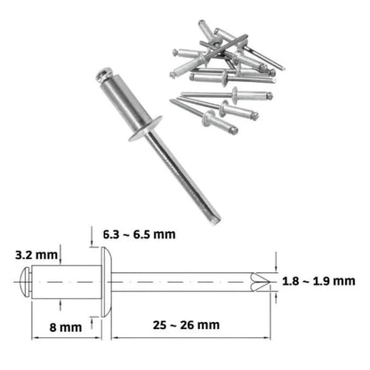 Rebite de Repuxo 3,2 x 8mm com 50 Peças Nacional