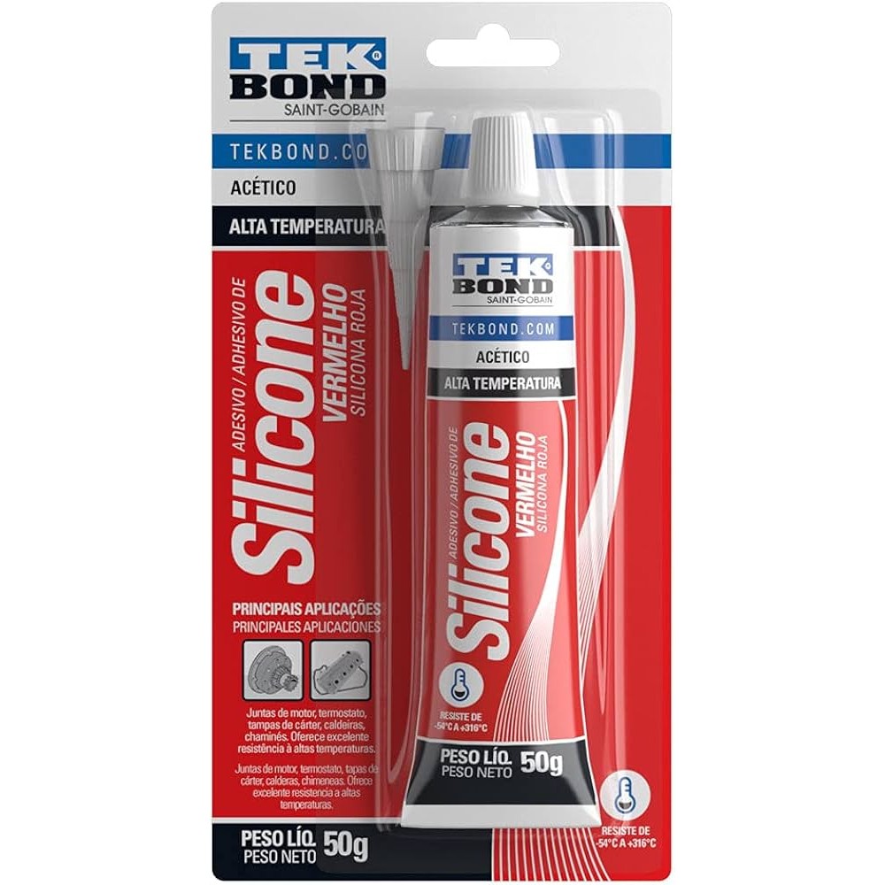 Silicone Alta Temperatura 50gr Vermelho Tekbond