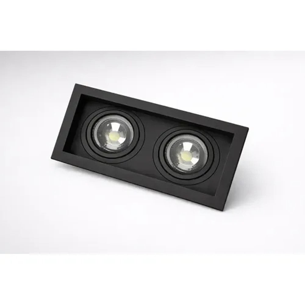 Spot ABS Embutir Duplo AR111 Preto Recuado Save Energy