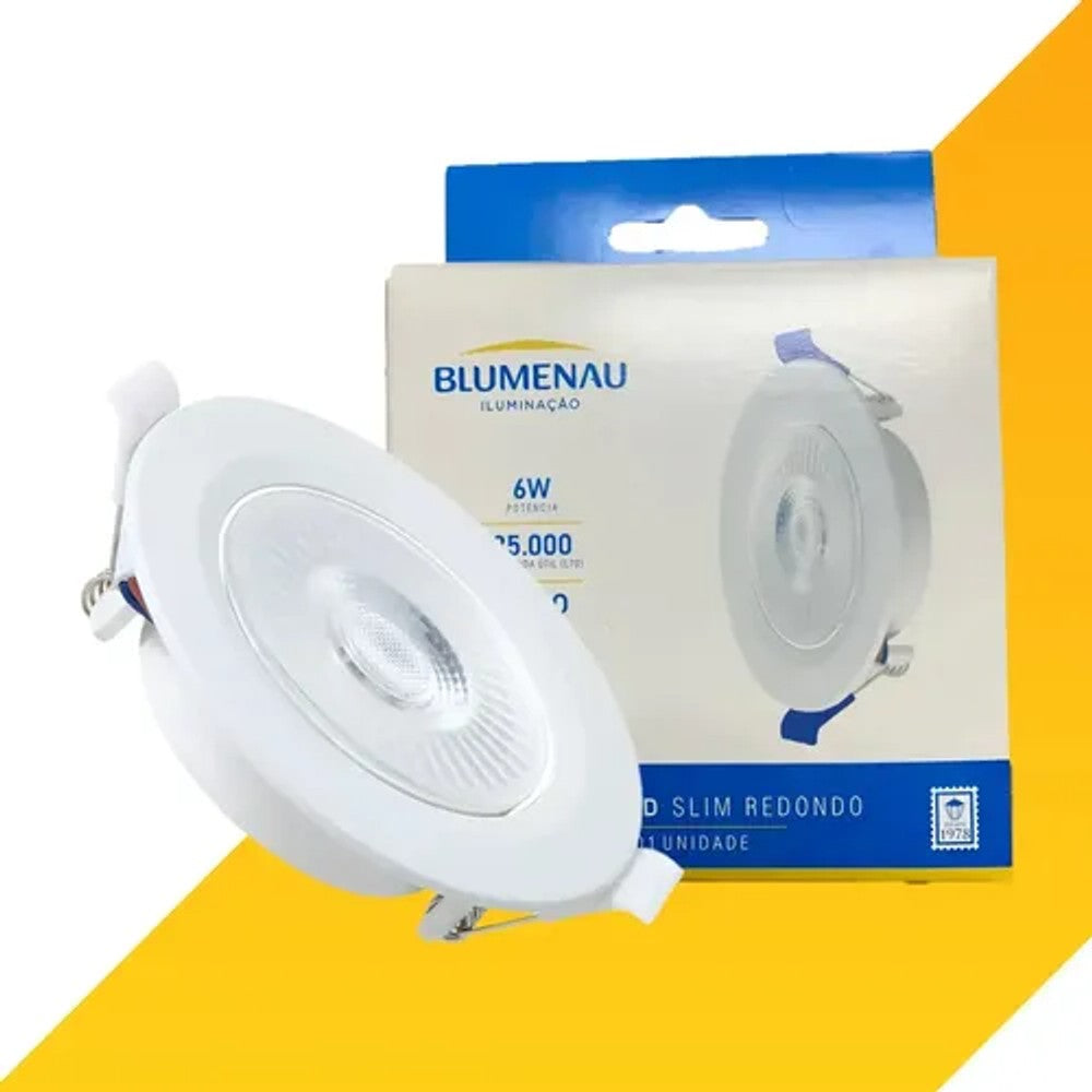 Spot Blumenau LED Embutir Redondo 6W 6500K Branco