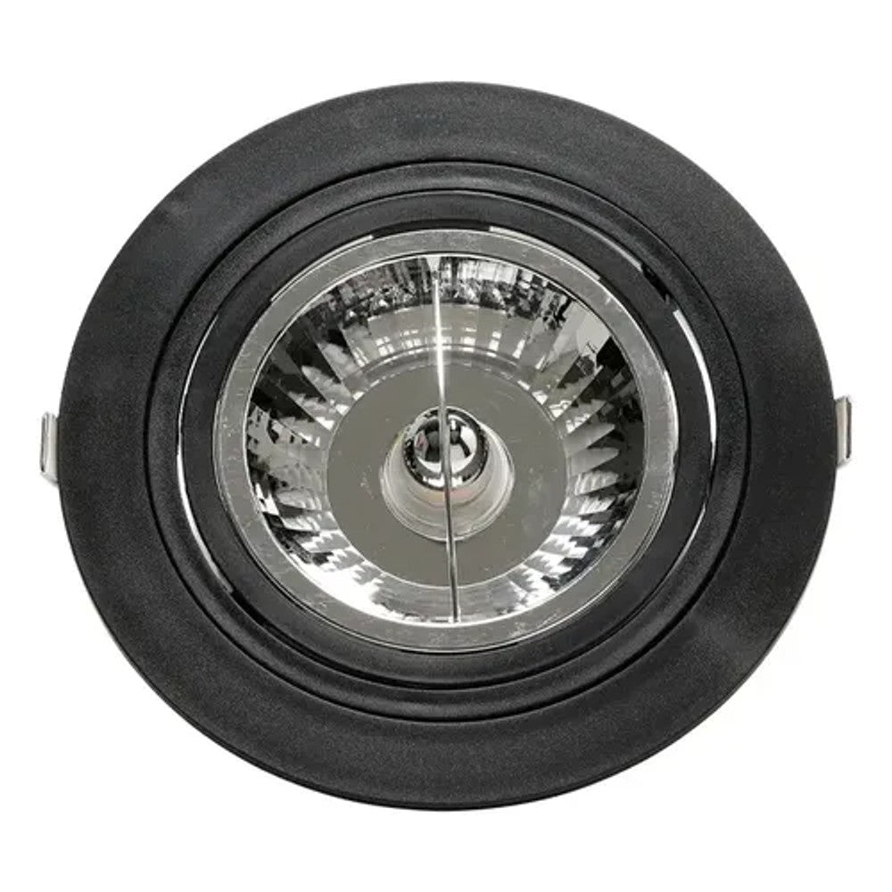 Spot Embutir Redondo 1 Lâmpada AR111 Preto Face Plana Save Energy