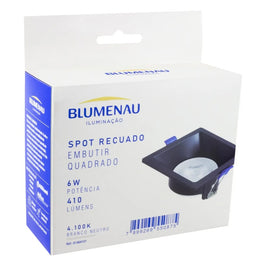 Spot LED Blumenau Embutir Quadrado 6W 4100K Preto