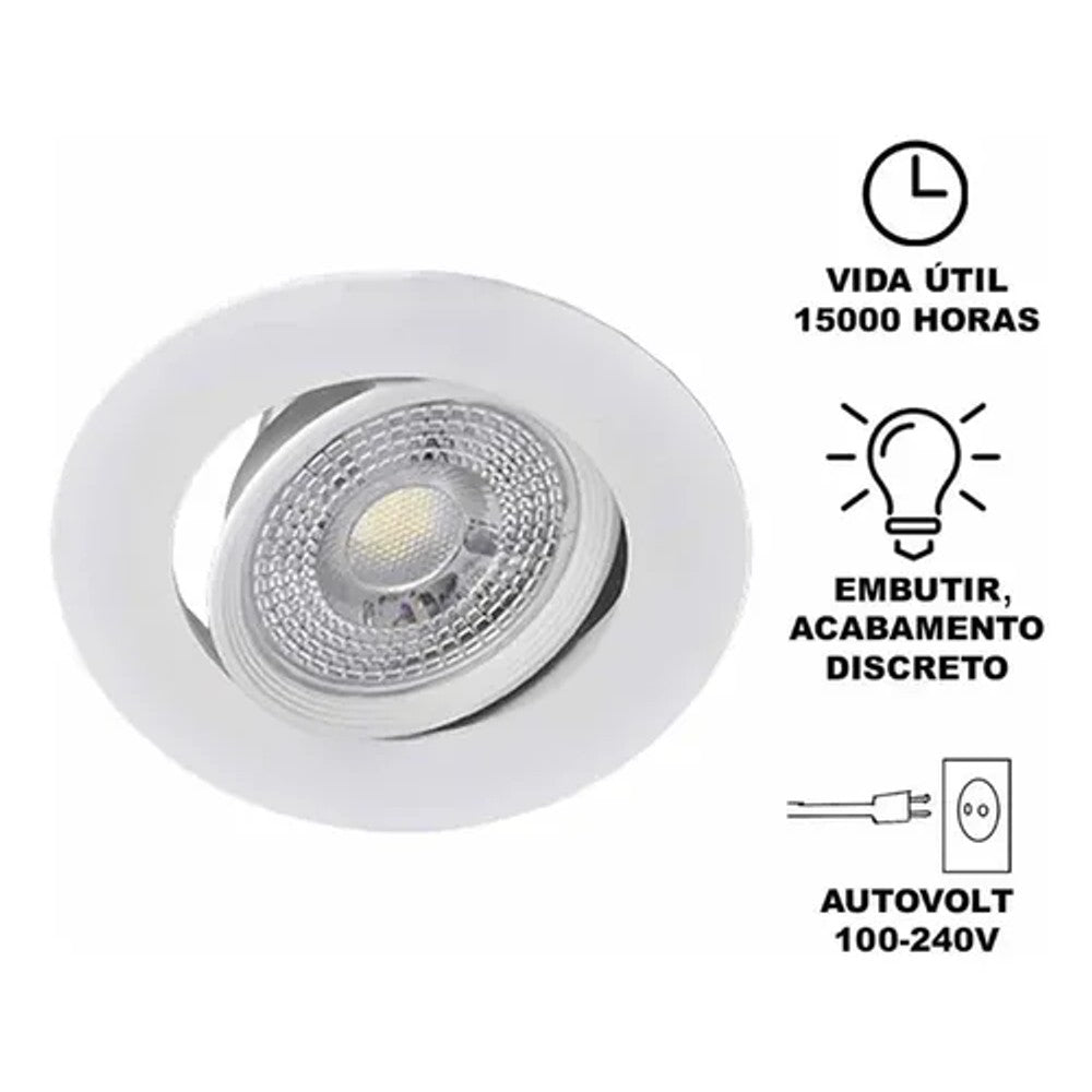 Spot Pix Neo Embutir Redondo 5W 3000K 24° Branco