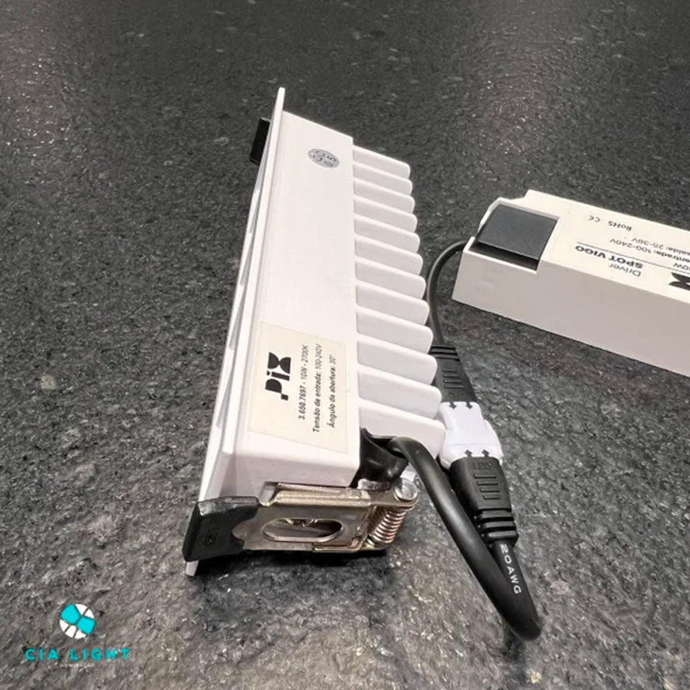 Spot Pix Vigo Embutido Retangular 10W 4000K 30° Branco